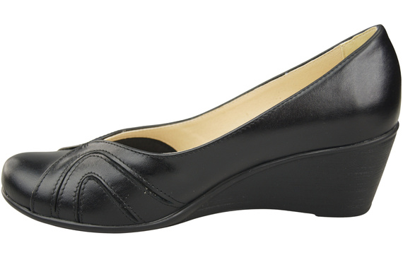 Women's Black Natural Leather Wedge Pumps 828 ElitaBut