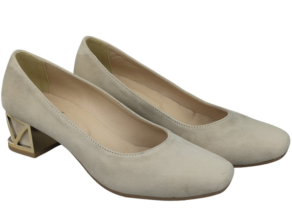 Comfortable Women's Shoes Pumps with Decorative Heel Natural Suede Leather 219 From ElitaBut