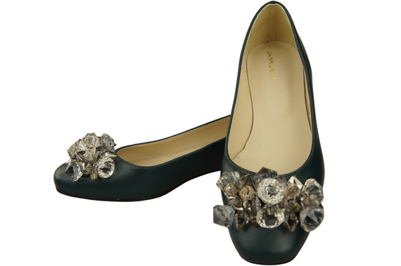 Women's Pumps with Crystals Flat Natural Leather 216 ElitaBut