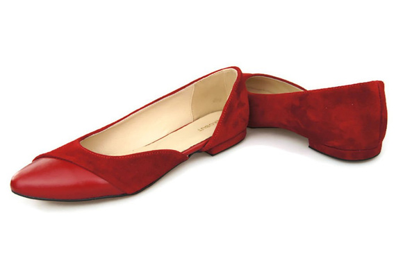 Obuwie Damskie Baleriny Czarne skóra naturalna Zamszowa 131 ElitaBut