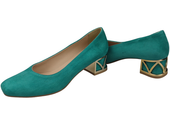 Comfortable Women's Shoes Pumps with Decorative Heel Natural Suede Leather 219 From ElitaBut