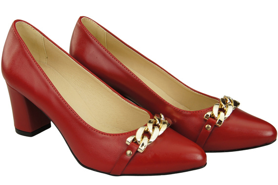 Classic Women's Pumps Shoes made of Natural Leather with a Gold Decorative Chain 200 ElitaBut
