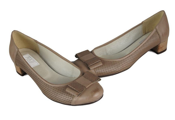 Obuwie Damskie Czółenka skóra naturalna Cappuccino 707 ElitaBut
