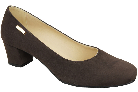 Wygodne Obuwie Damskie Czółenka Czekoladowe Skóra naturalna Zamszowej 172 Z  ElitaBut