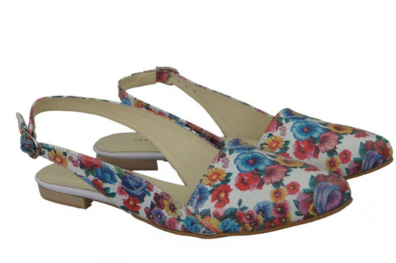 Obuwie Sandały Damskie Kwiatek 2 Skóra Naturalna 996 ElitaBut