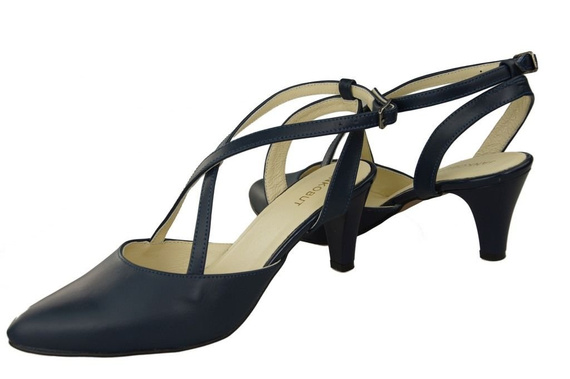 Obuwie Damskie Sandały Granatowe Skóra Naturalna 129 ElitaBut