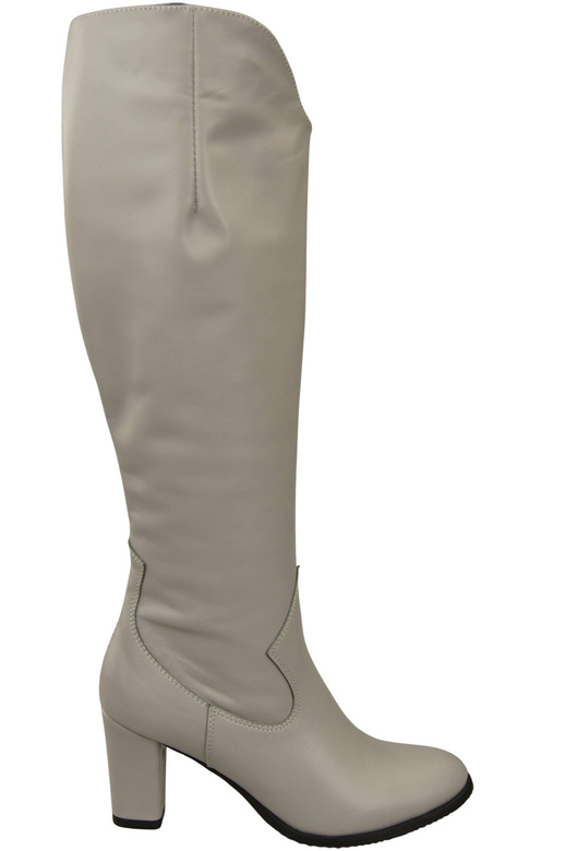 Stylowe Obuwie Kozaki Damskie Jasny Popiel Na Słupku skóra naturalna 211 ElitaBut