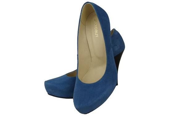 Obuwie Damskie Czółenka Niebieskie Skóra naturalna Zamszowa 644 ElitaBut
