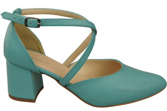 Elegant Leather Sandals with Open Sides on a Stable Heel 218 ElitaBut