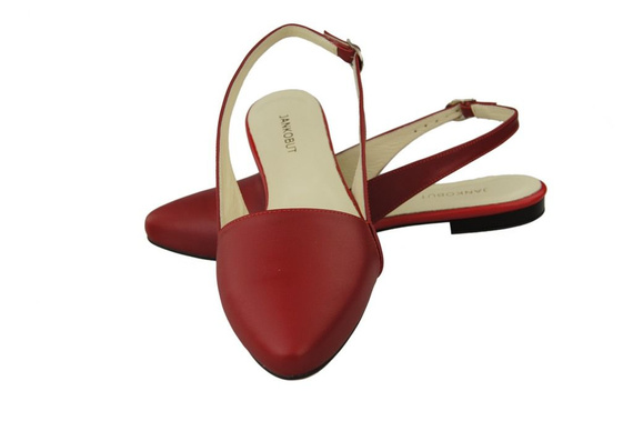 Obuwie Sandały Damskie Czerwone Skóra Naturalna 996 ElitaBut