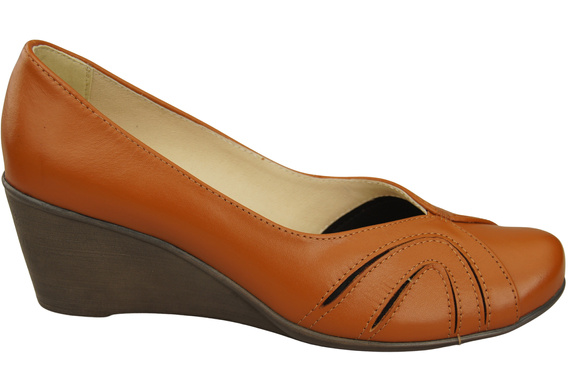 Women's Black Natural Leather Wedge Pumps 828 ElitaBut