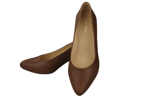 Obuwie Damskie Czółenka Brązowe Skóra naturalna z Ozdobnym Obcasem 157 ElitaBut