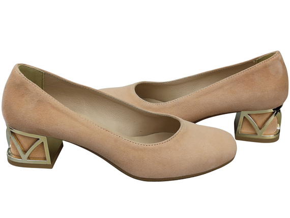 Comfortable Women's Shoes Pumps with Decorative Heel Natural Suede Leather 219 From ElitaBut