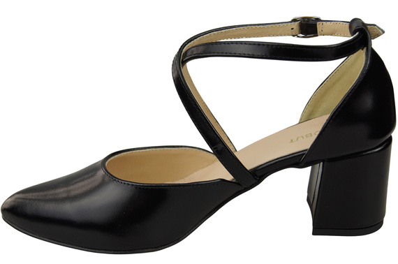 Elegant Leather Sandals with Open Sides on a Stable Heel 218 ElitaBut