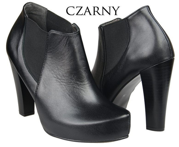 BOTKI NA PODSÓWCE WIOSNA / JESIEŃ skóra naturalna Czarne 874 L ElitaBut