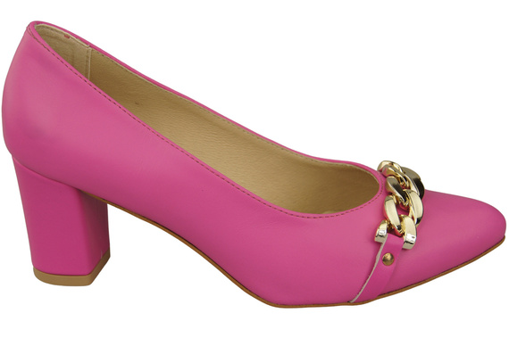 Classic Women's Pumps Shoes made of Natural Leather with a Gold Decorative Chain 200 ElitaBut