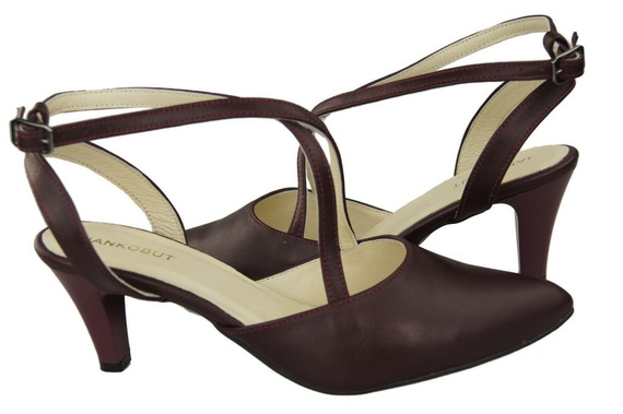 Obuwie Damskie Sandały Bordowe Skóra Naturalna 129 ElitaBut