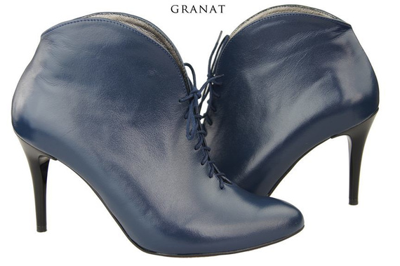 Obuwie Botki Damskie Granatowe Wiosna / Jesień skóra naturalna 955 ElitaBut