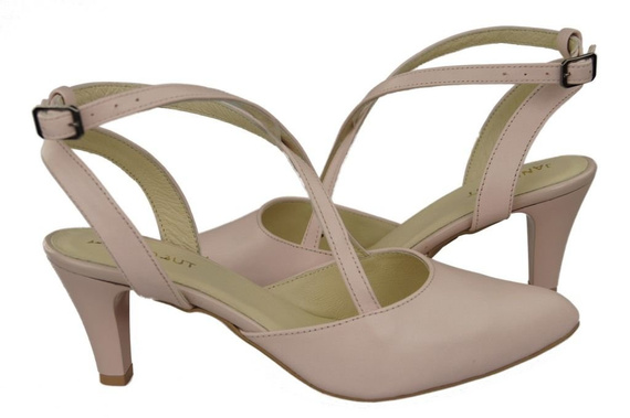 Obuwie Damskie Sandały Róż Pudrowy Skóra Naturalna 129 ElitaBut