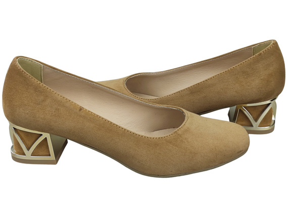 Comfortable Women's Shoes Pumps with Decorative Heel Natural Suede Leather 219 From ElitaBut