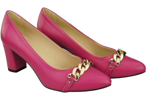 Classic Women's Pumps Shoes made of Natural Leather with a Gold Decorative Chain 200 ElitaBut
