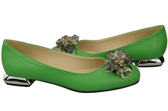 Women's Pumps with Crystals Flat Natural Leather 216 ElitaBut
