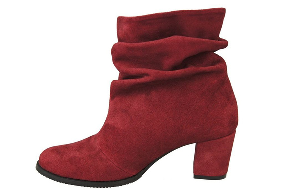 Obuwie Damskie Botki skóra naturalna Bordowe 986 ElitaBut