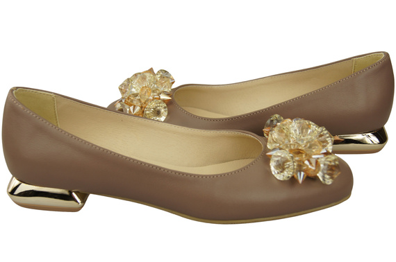 Women's Pumps with Crystals Flat Natural Leather 216 ElitaBut