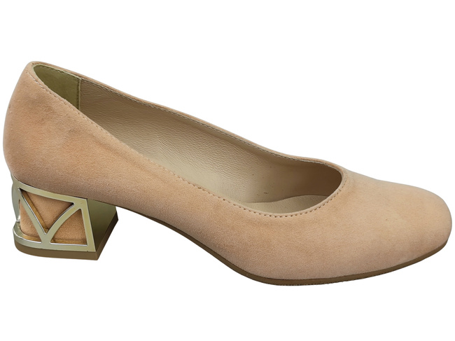 Comfortable Women's Shoes Pumps with Decorative Heel Natural Suede Leather 219 From ElitaBut