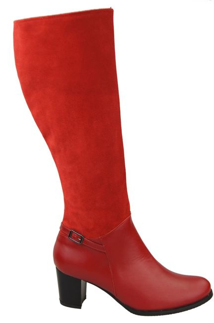 Obuwie Kozaki  Damskie skóra naturalna 101 Czerwone ElitaBut