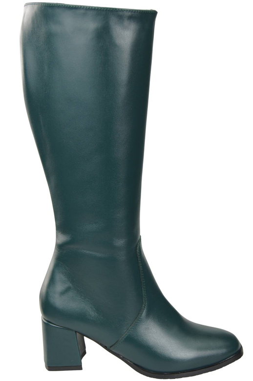 Wygodne Obuwie Kozaki Damskie Malachitowe Na Niskim Obcasie skóra naturalna 212 ElitaBut