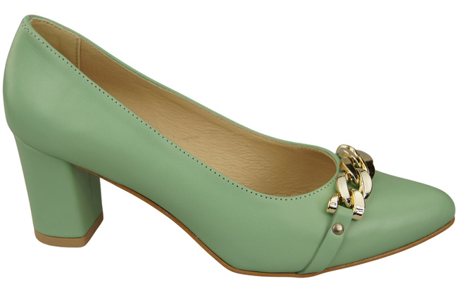 Classic Women's  Pumps Shoes made of Natural Leather with a Gold Decorative Chain 200 ElitaBut