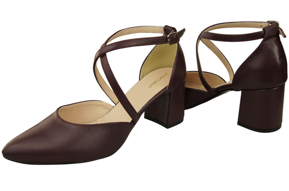 Elegant Leather Sandals with Open Sides on a Stable Heel 218 ElitaBut