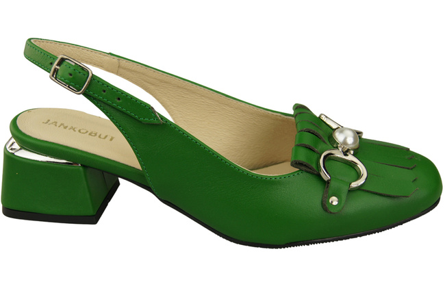 Obuwie Damskie Sandały Zielone Ozdobione Frędzlami Skóra naturalna 208 ElitaBut