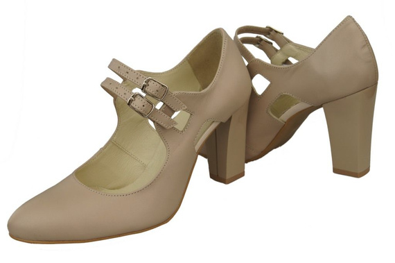 Obuwie Damskie Czółenka Cappuccino Lico Skóra Naturalna 105 ElitaBut