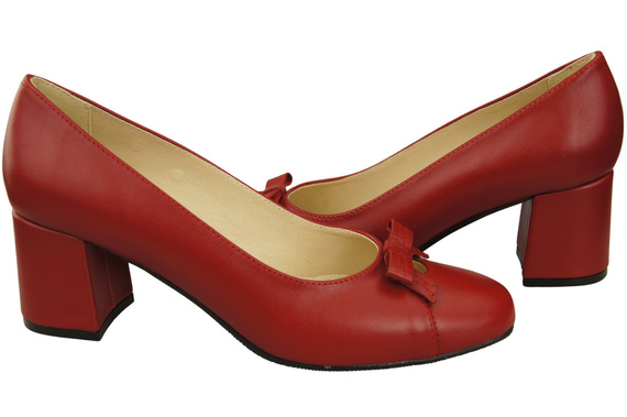 Women's Pumps with a Bow, Natural Leather and Low Heel 203 ElitaBut