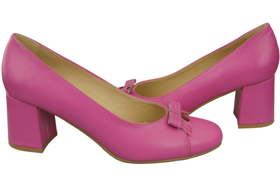 Women's Pumps with a Bow, Natural Leather and Low Heel 203 ElitaBut