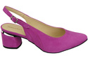 Sandały Damskie z Naturalnej Skóry Zamszowej Cyklamen Elegancja i Komfort 196 Z ElitaBut
