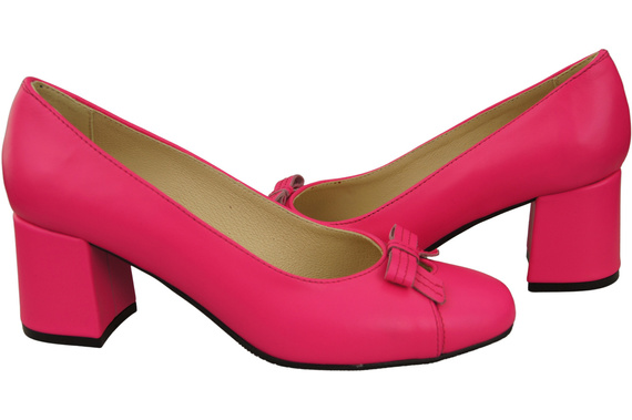 Women's Pumps with a Bow, Natural Leather and Low Heel 203 ElitaBut