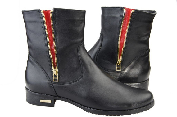 Obuwie Damskie Botki skóra naturalna Czarne 811 ElitaBut