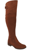 Obuwie Kozaki Damskie Kasztanowe Oficerki Muszkieterki Wysokie za kolano skóra naturalna Welurowa 154 ElitaBut