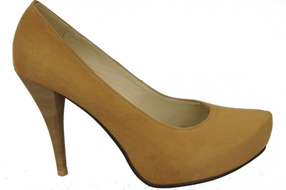 Obuwie Damskie Czółenka Rude Skóra naturalna Zamszowa 644 ElitaBut