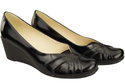 Women's Black Natural Leather Wedge Pumps 828 ElitaBut