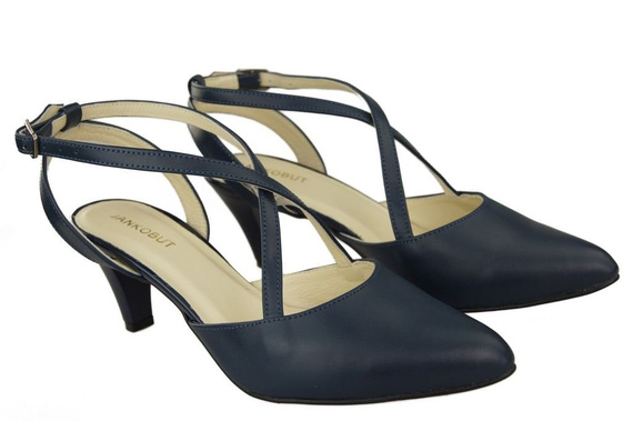 Obuwie Damskie Sandały Granatowe Skóra Naturalna 129 ElitaBut