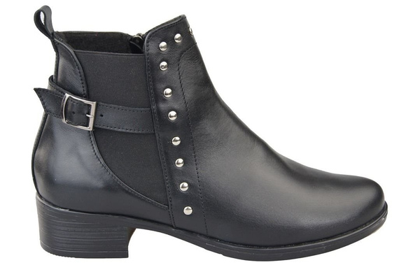 Obuwie Botki Damskie Skóra Naturalna Czarne 136 ElitaBut