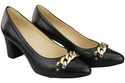 Classic Women's  Pumps Shoes made of Natural Leather with a Gold Decorative Chain 200 ElitaBut