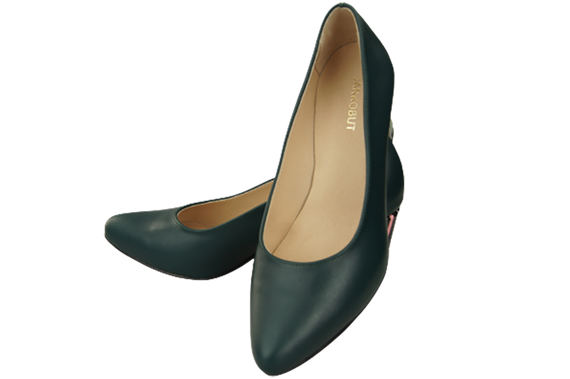 Obuwie Damskie Czółenka Malachitowe Skóra naturalna z Ozdobnym Obcasem 158 ElitaBut