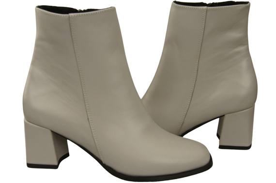 Obuwie Botki Damskie Jasny Popiel na Zimę skóra naturalna 214 Z ElitaBut