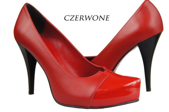 Obuwie Damskie Czółenka skóra naturalna Czerwone 897 ElitaBut