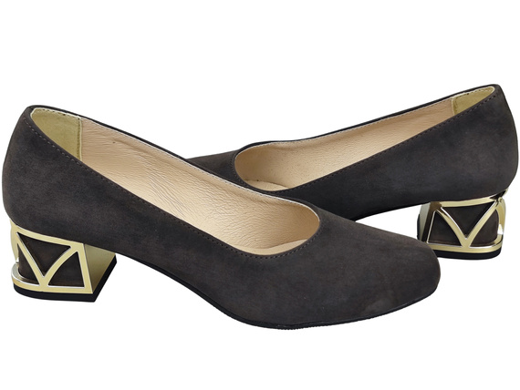 Comfortable Women's Shoes Pumps with Decorative Heel Natural Suede Leather 219 From ElitaBut